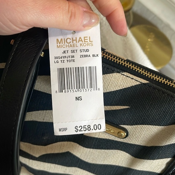 MICHAEL KORS - zebra print jet set studded tote - NWT - Picture 9 of 14